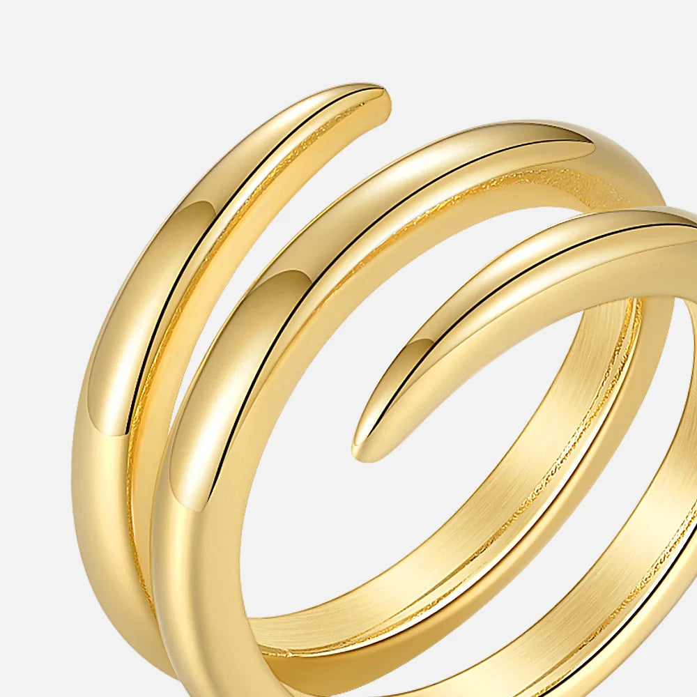 African Spiral Line Rings For Women Gold Color Simple Ring Fashion Jewelry Stainless Steel Party