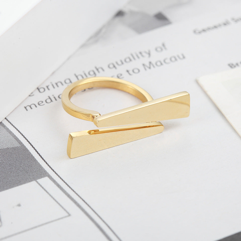 Damond V Shape Ring Gold-Color For Women Stainless Steel Wedding Bands New Rings Engagement Party Gifts Fashion Jewelry