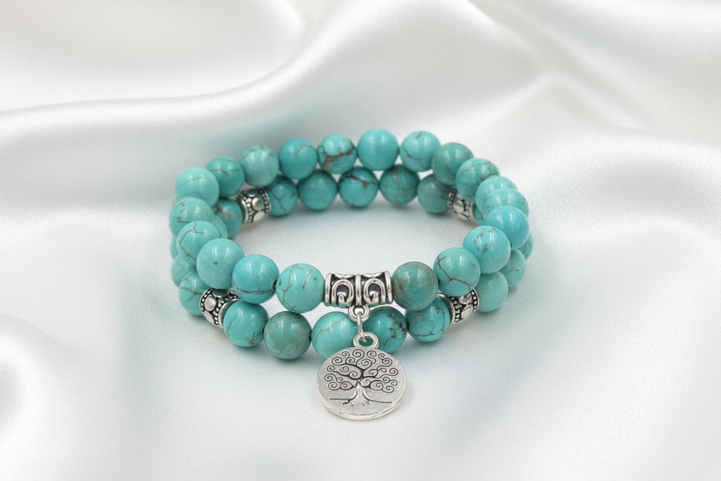 Cleopatra Inspired  Ruberthen Tree of Life jewelry Yoga Mala Bracelet Stone Healing Protection Elastic Beaded Stacking Bracelet Spiritual jewelry