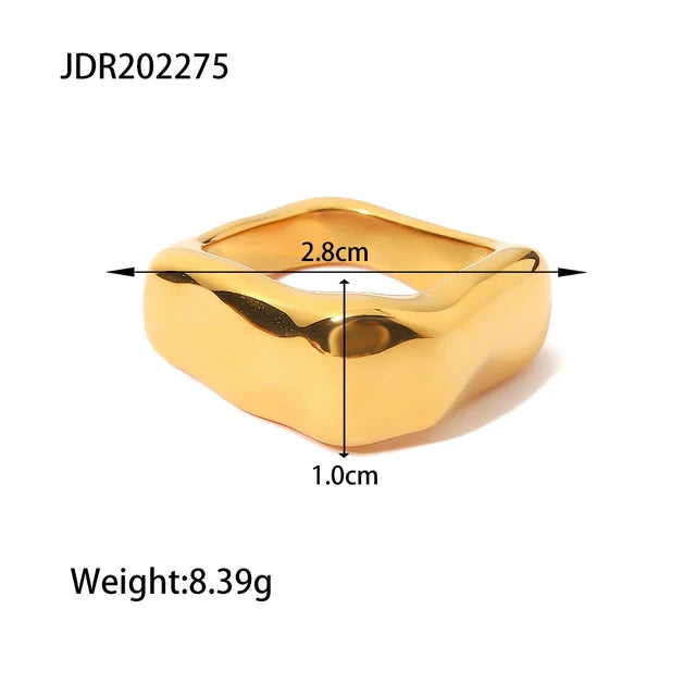 Uworld Stylish Stainless Steel Texture Ring Occident Simple 18k Gold Plated Finger for Women Jewelry bagues acier inoxidable fem