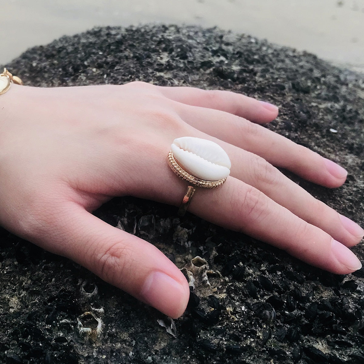 Bohemian Antique Silver Shell Ring Midi Finger Knuckle Rings for Women Summer Beach Jewelry Anillos Accessories