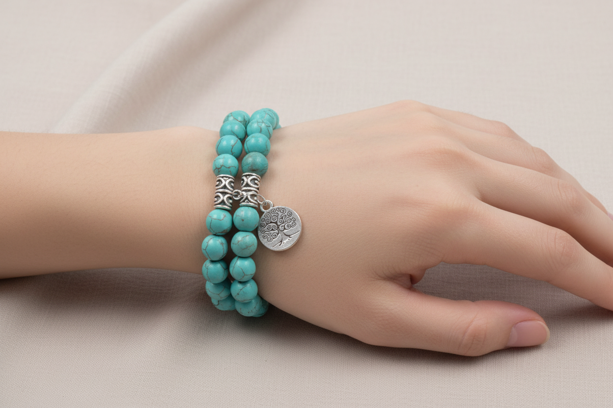 Cleopatra Inspired  Ruberthen Tree of Life jewelry Yoga Mala Bracelet Stone Healing Protection Elastic Beaded Stacking Bracelet Spiritual jewelry