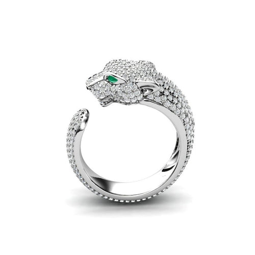 African inspired Fashion Full Crystal Inlaid Leopard Ring Opening Personality Unisex Ring Party Jewelry Gift