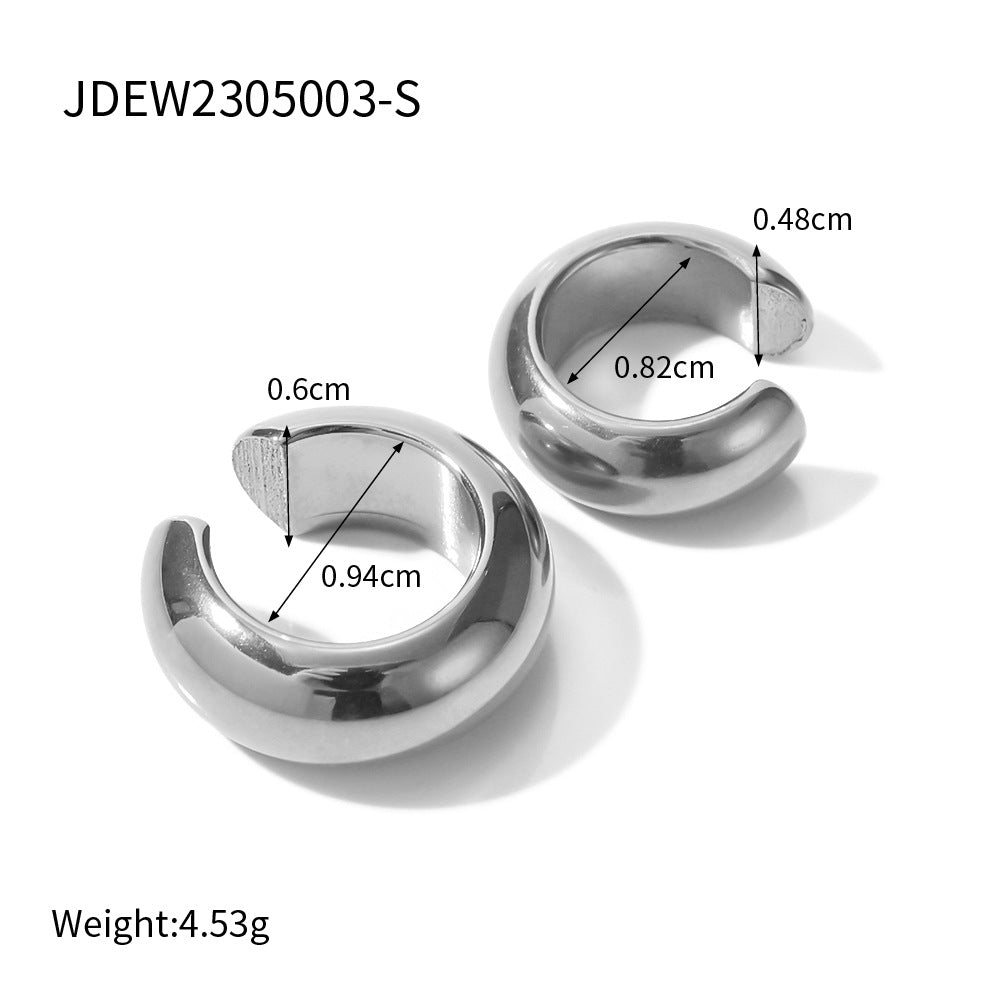 Shape Hollow Round Ear Cuff Stainless Steel No Puncture Female Ear Clip Fashion Party Jewelry for Women Men New