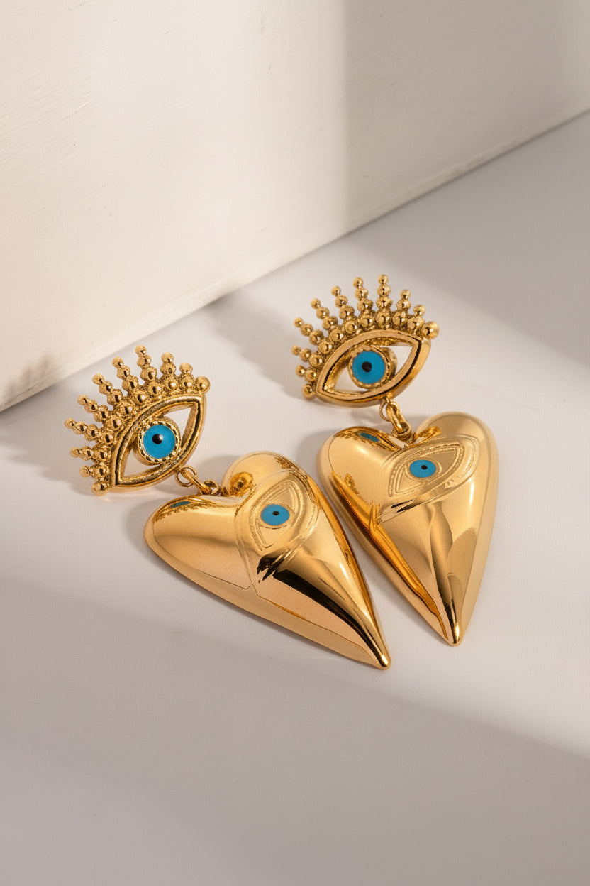 Cleopatra inspired  trendy stainless steel oil dripping devil eye earings