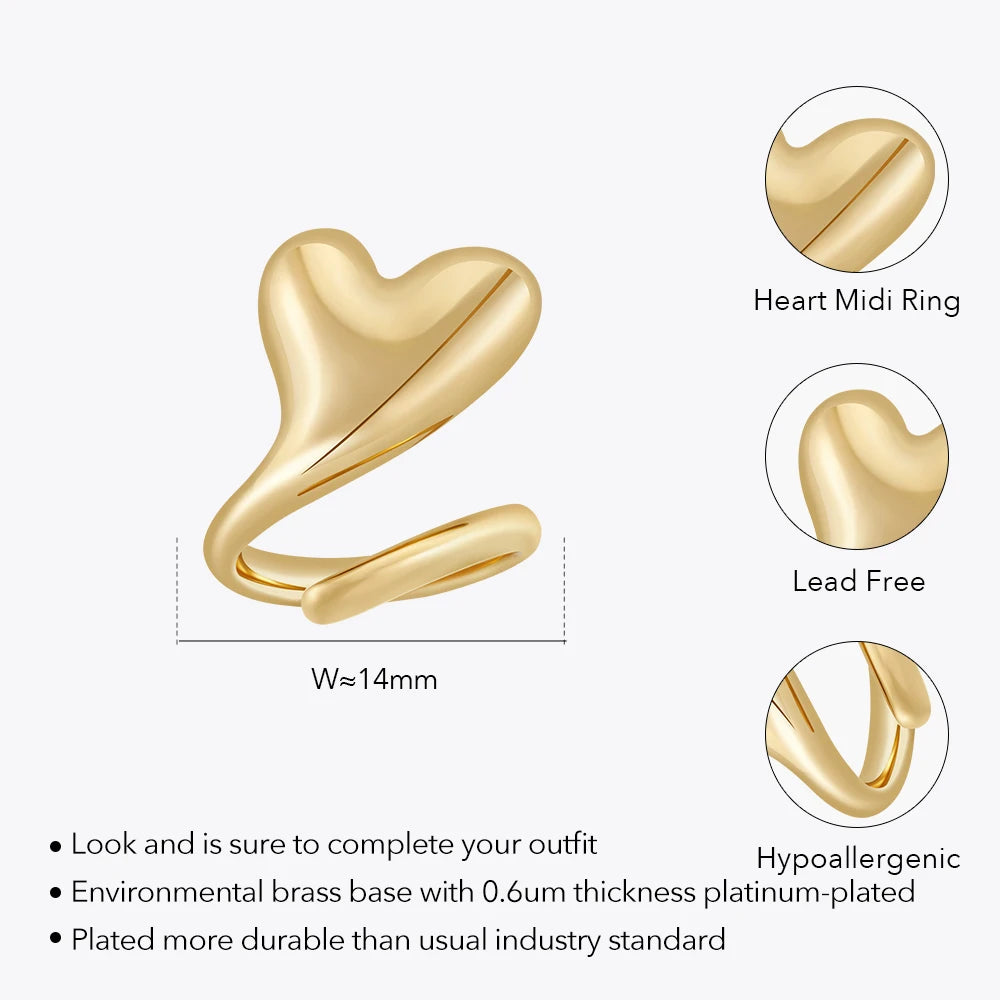 Mini Heart Ring For Women Bi Finger Brass Gold Plated Fashion Jewelry Copper Everydaywear Luck Romantic