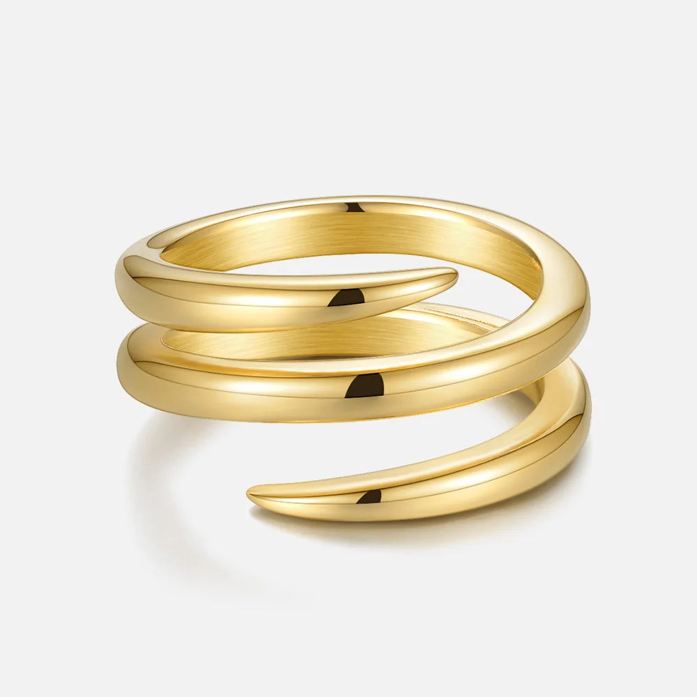 African Spiral Line Rings For Women Gold Color Simple Ring Fashion Jewelry Stainless Steel Party