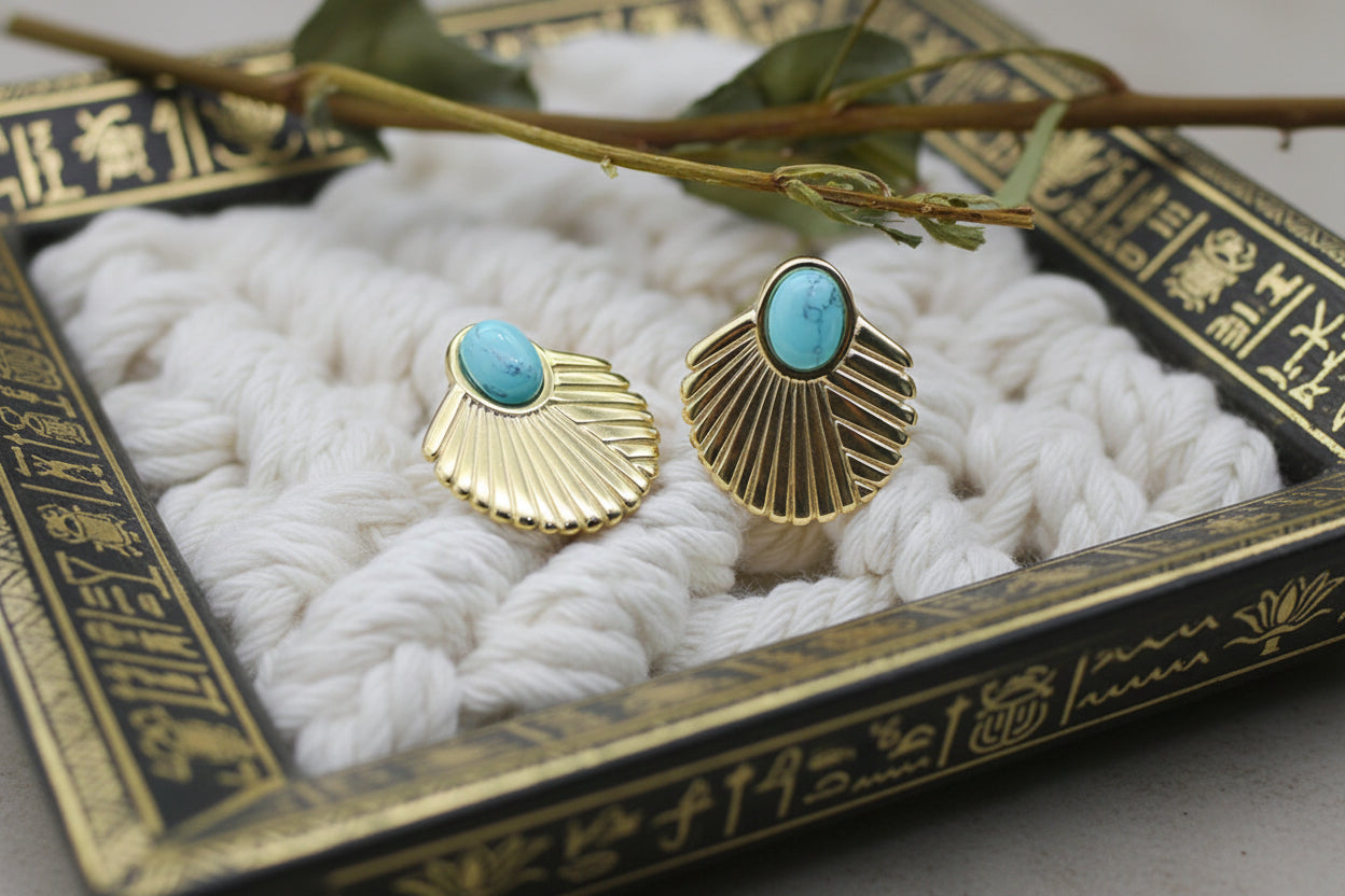 Cleopatra inspired Stud Earrings blue stone  for Women Girls