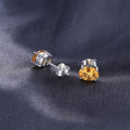 Natural Citrine Birthstone Stud Earrings Solid 925 Sterling Silver Earrings Fine Jewelry