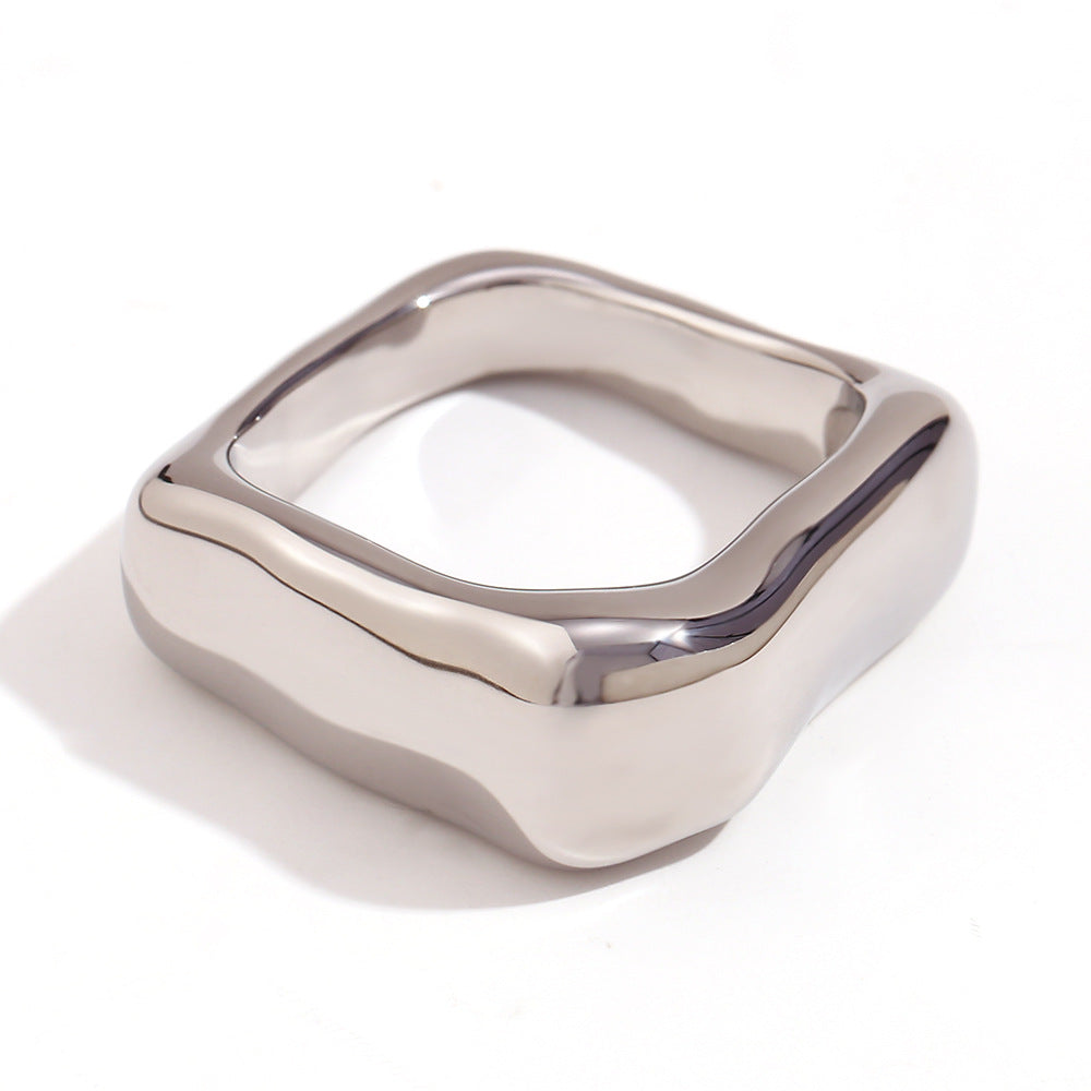 Uworld Stylish Stainless Steel Texture Ring Occident Simple 18k Gold Plated Finger for Women Jewelry bagues acier inoxidable fem