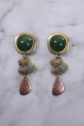 African Vintage Earrings - Bohemian Ethnic Statement Jewellery with Resin Stone Charm for Women