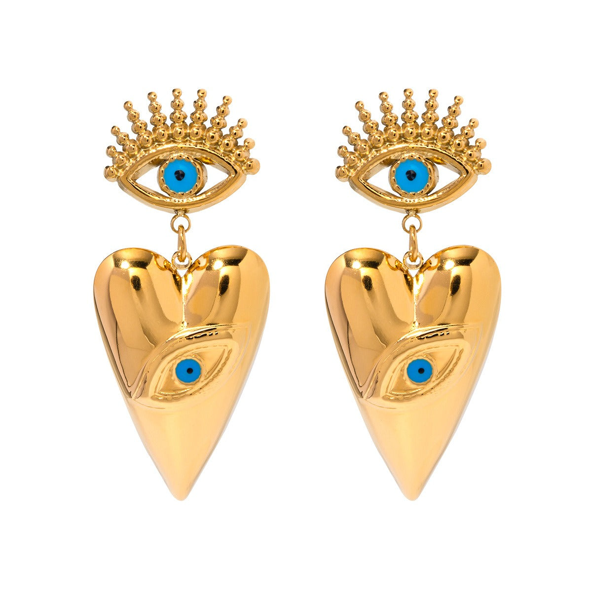 Cleopatra inspired  trendy stainless steel oil dripping devil eye earings