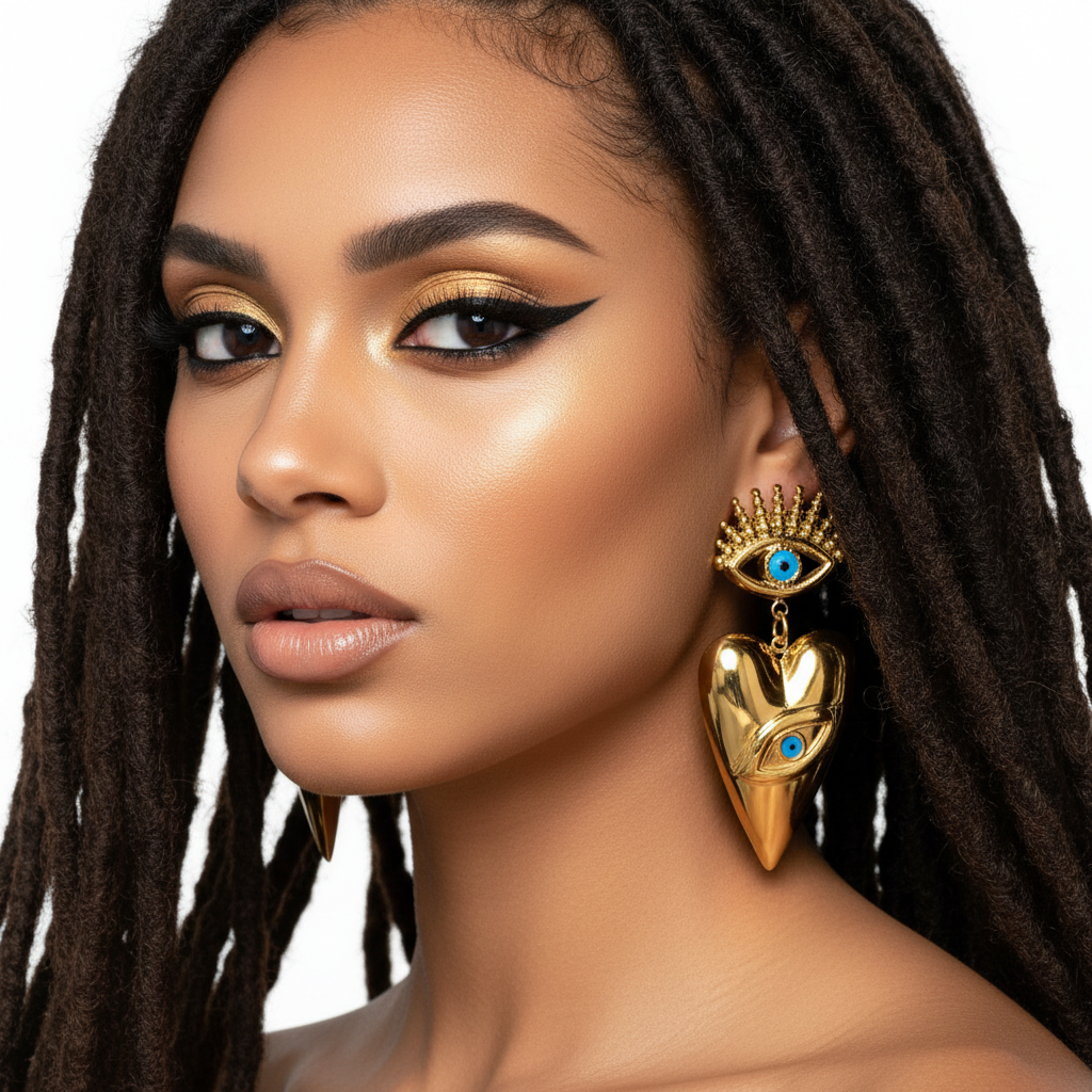 Cleopatra inspired  trendy stainless steel oil dripping devil eye earings