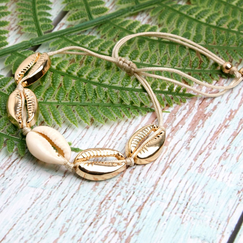Puka Shell Necklace & Bracelet Set - Boho Beach Jewellery | Adjustable Choker Gift for Women