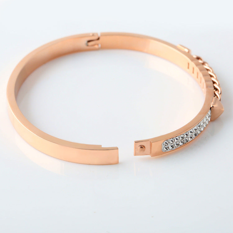 Rose Gold Open Bracelet ins Korean Light Luxury Diamond Jewelry Temperament Bracelet