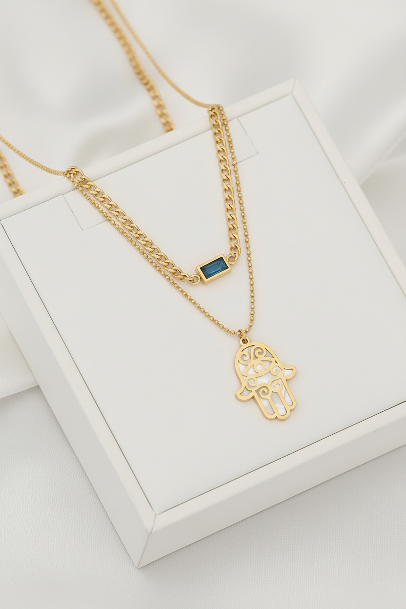 Cleopatra Inspired Titanium Steel Geometric Pearl Oyster Pendant Necklace