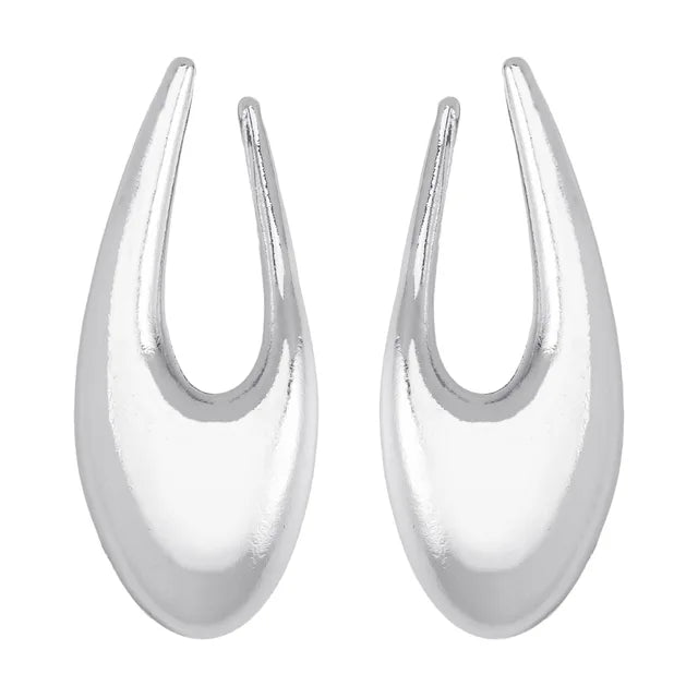Vintage Metal Texture Irregular Leaf-shaped Geometric Large Earring for Women Statement Chunky Trend Jewelry  New