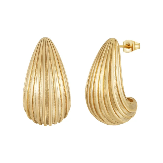 Geometric Rain Drop Hollow Stripe Stud Earrings  For Women