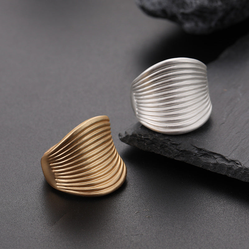 Geometric Irregular Chunky Gold Silver Color Rings for Women Men Personality Elastic Rope Adjustable Finger Ring Fashion Jewelry