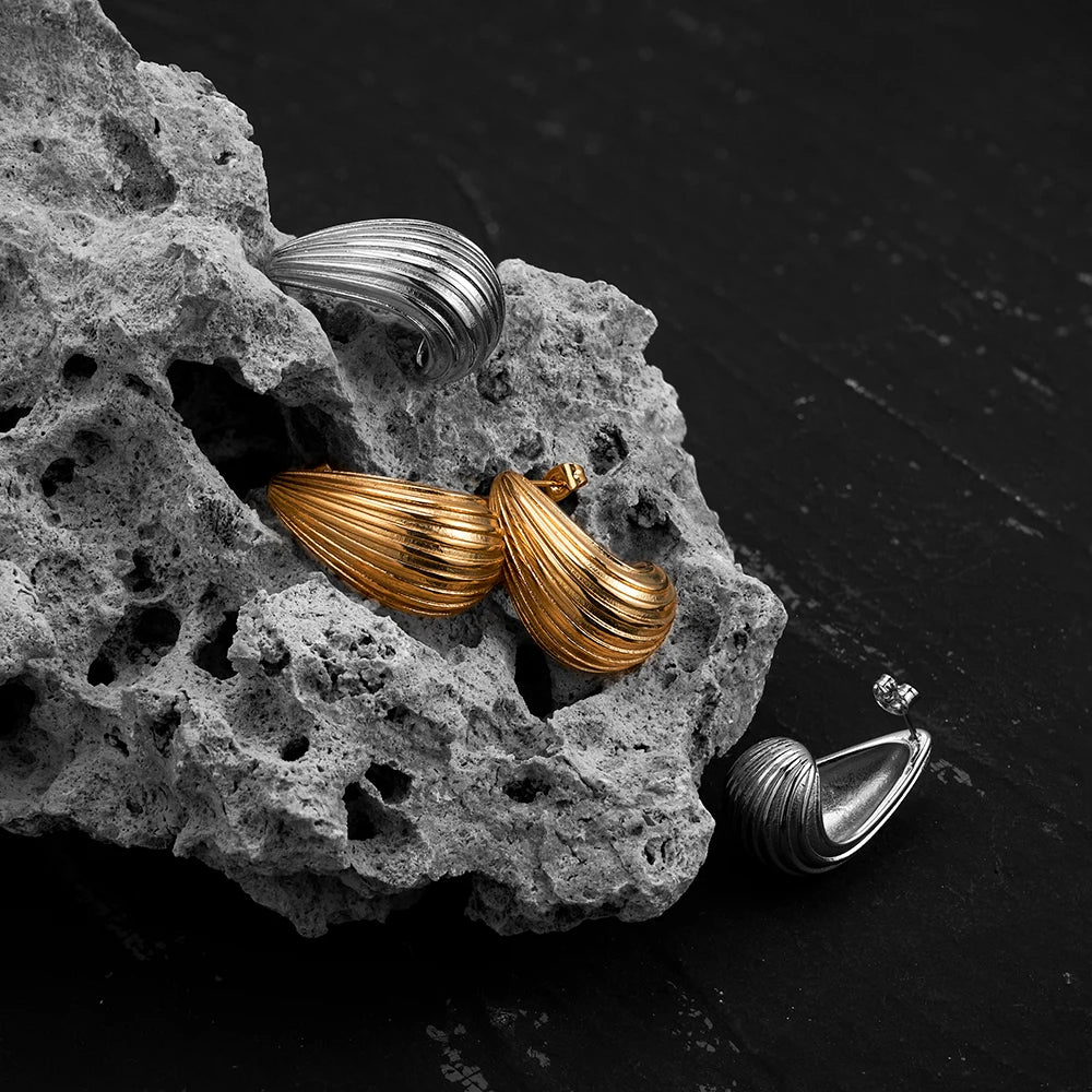 Geometric Rain Drop Hollow Stripe Stud Earrings  For Women