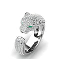 African inspired Fashion Full Crystal Inlaid Leopard Ring Opening Personality Unisex Ring Party Jewelry Gift