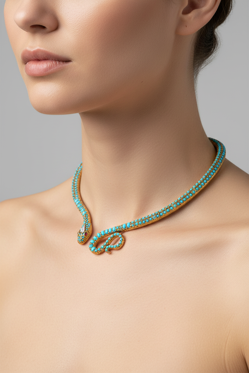 Exaggerated personality snake shaped collar European and American luxury jewelry for women