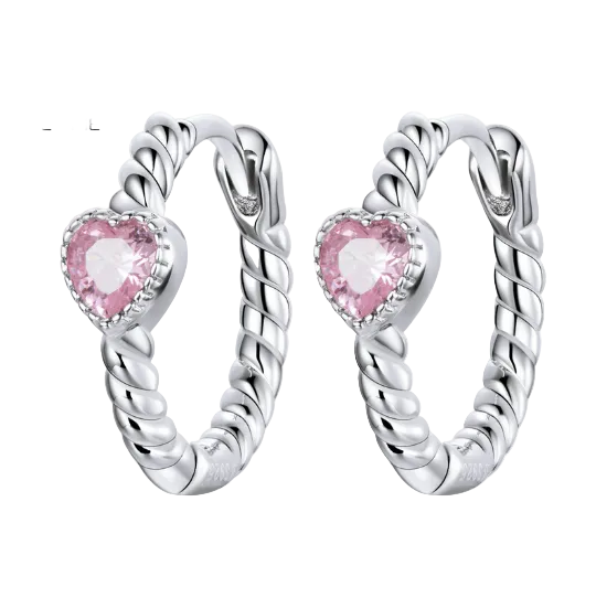 Pure Love Heart Earrings - S925 Sterling Silver with Zircon Stones