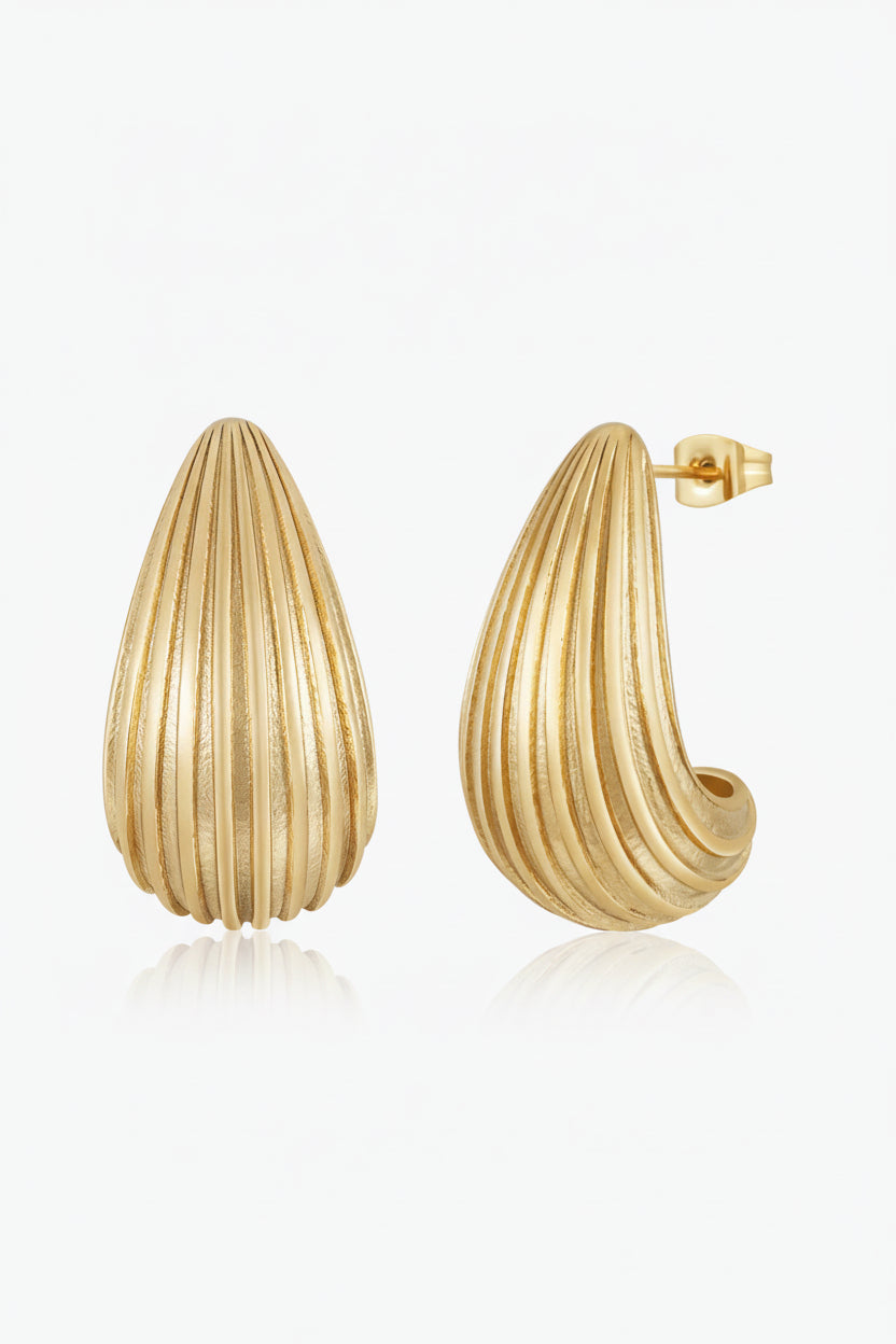 Geometric Rain Drop Hollow Stripe Stud Earrings  For Women