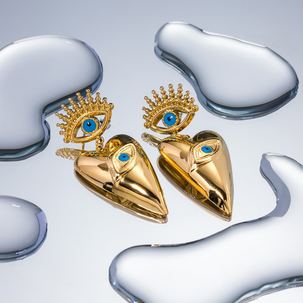 Cleopatra inspired  trendy stainless steel oil dripping devil eye earings