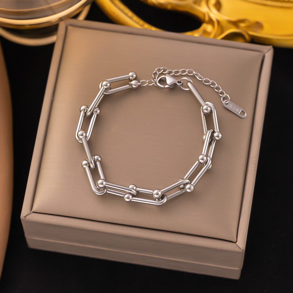 Fashionable 18K gold-plated new stainless steel jewelry U-shaped chain necklace, geometric punk necklace for women