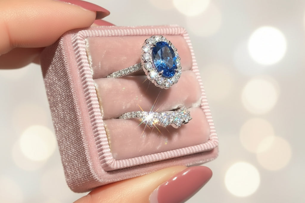 Princess inspired 2 pieces set Vintage Oval Cut Natural Crystal Engagement Ring Set Anniversary Gift Women Wedding Banquet Party Jewelry Ring