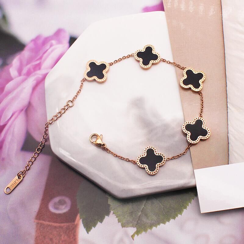 BTS J-Hope Lucky Clover Bracelet - KPOP Titanium Steel Four Leaf Charm | Couple Jewellery