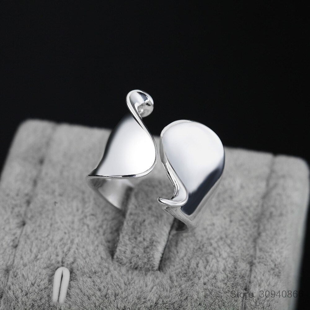 925 Sterling Silver Unique Design Smooth Ring For Women Jewelry Beautiful Finger Open Ring