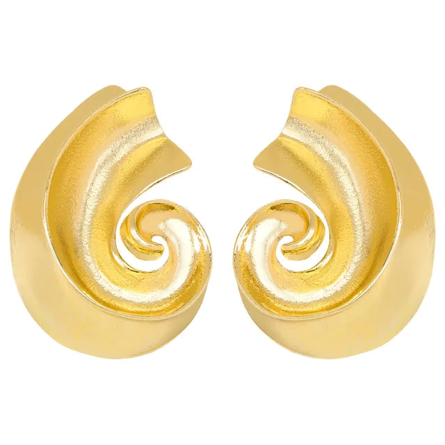 Vintage Metal Texture Irregular Leaf-shaped Geometric Large Earring for Women Statement Chunky Trend Jewelry  New