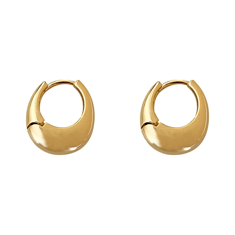 Fashion Metal Smooth Big Oval Stud Earrings for Women Exaggerated Hollow Ball Geometric Ear Buckle Earring Jewelry Gift