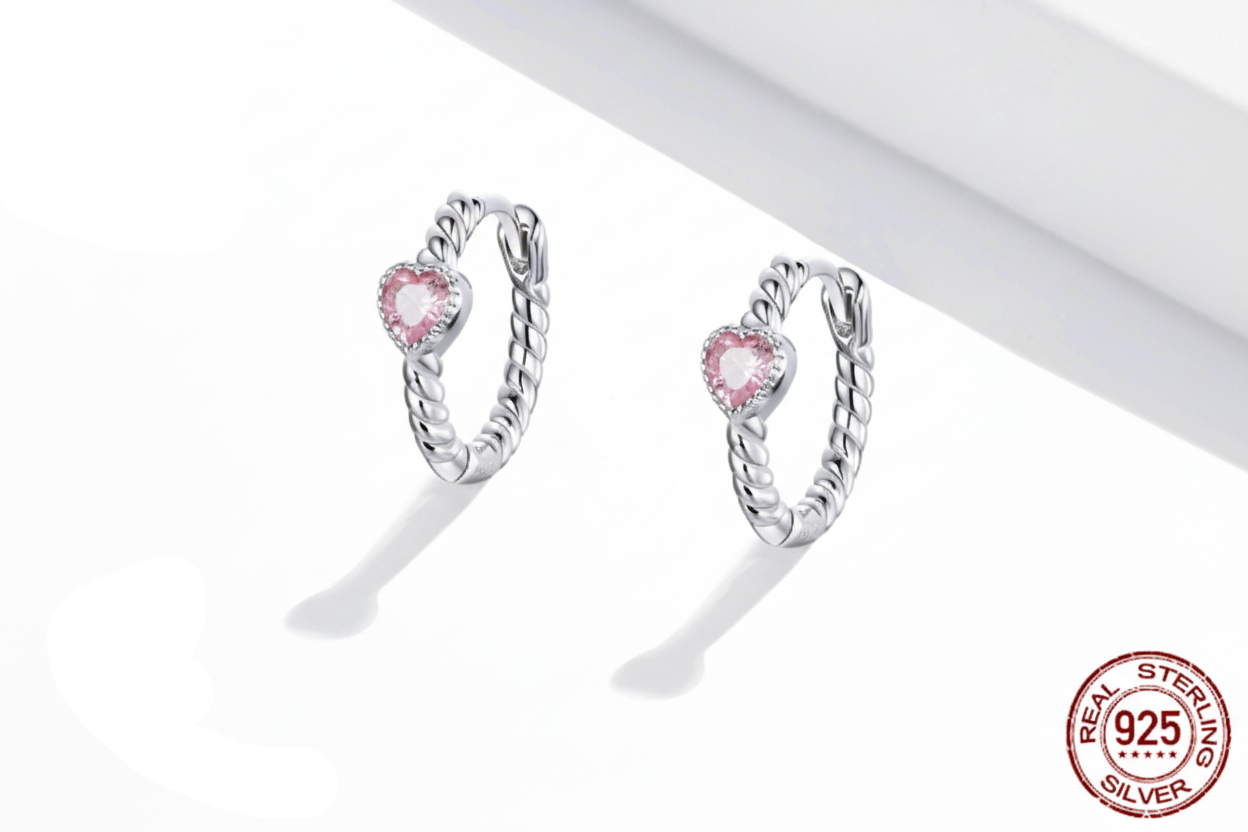 Pure Love Heart Earrings - S925 Sterling Silver with Zircon Stones