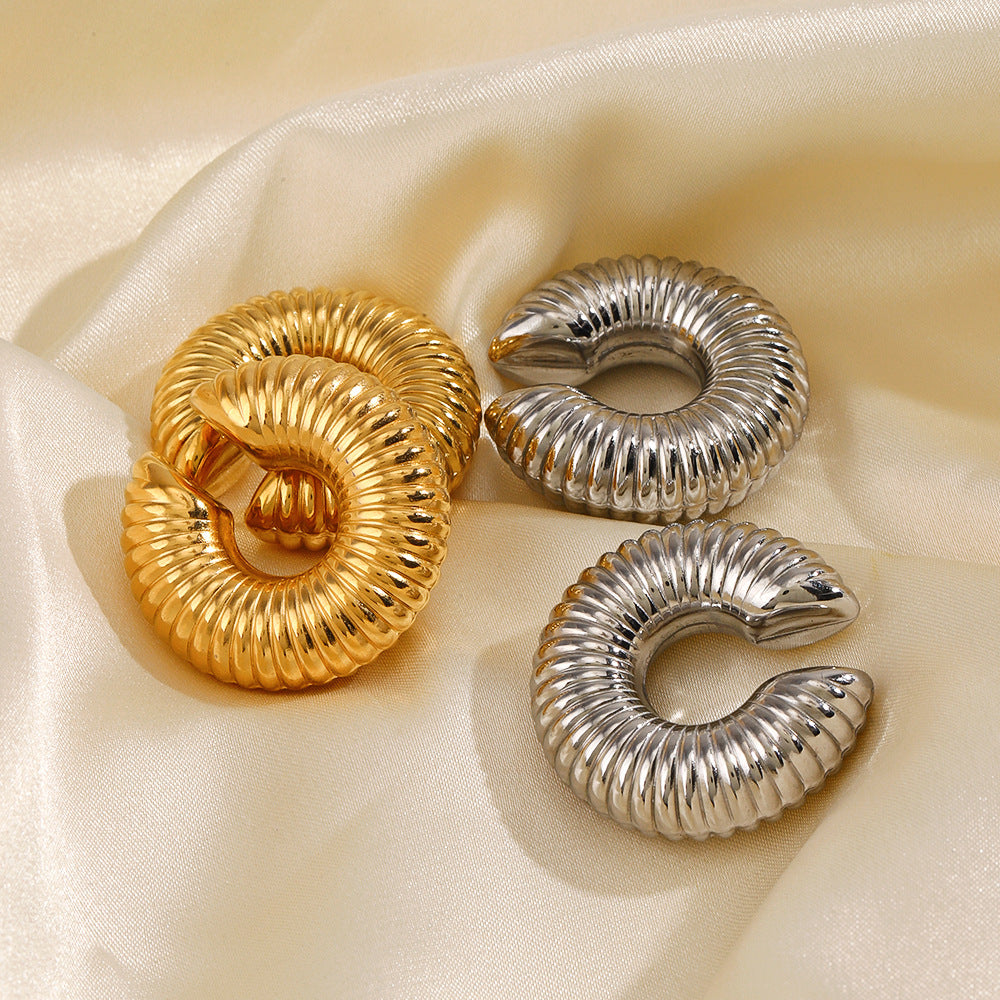 Shape Hollow Round Ear Cuff Stainless Steel No Puncture Female Ear Clip Fashion Party Jewelry for Women Men New
