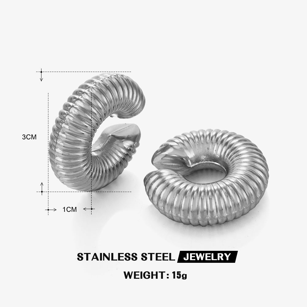 Shape Hollow Round Ear Cuff Stainless Steel No Puncture Female Ear Clip Fashion Party Jewelry for Women Men New