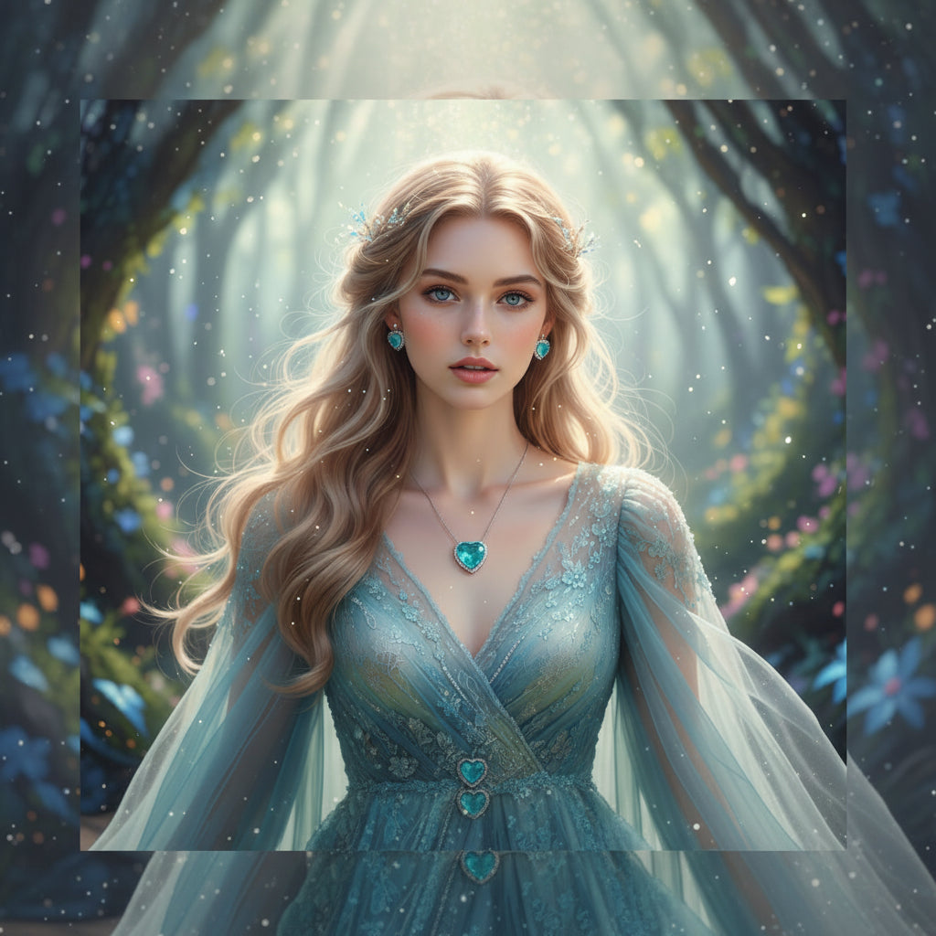 Frozen Princess Heart Paraiba Tourmaline Jewellery Set – Cracked Ice Crystal Pendant Necklace & Earrings