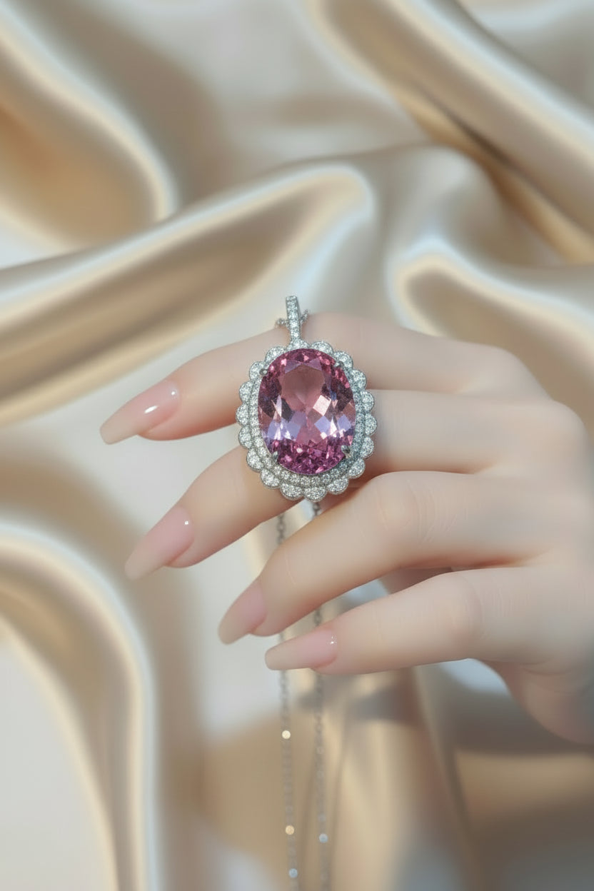 Queen-Inspired Pink Morgan Stone & Zircon Jewelry Set | Lady Daisy