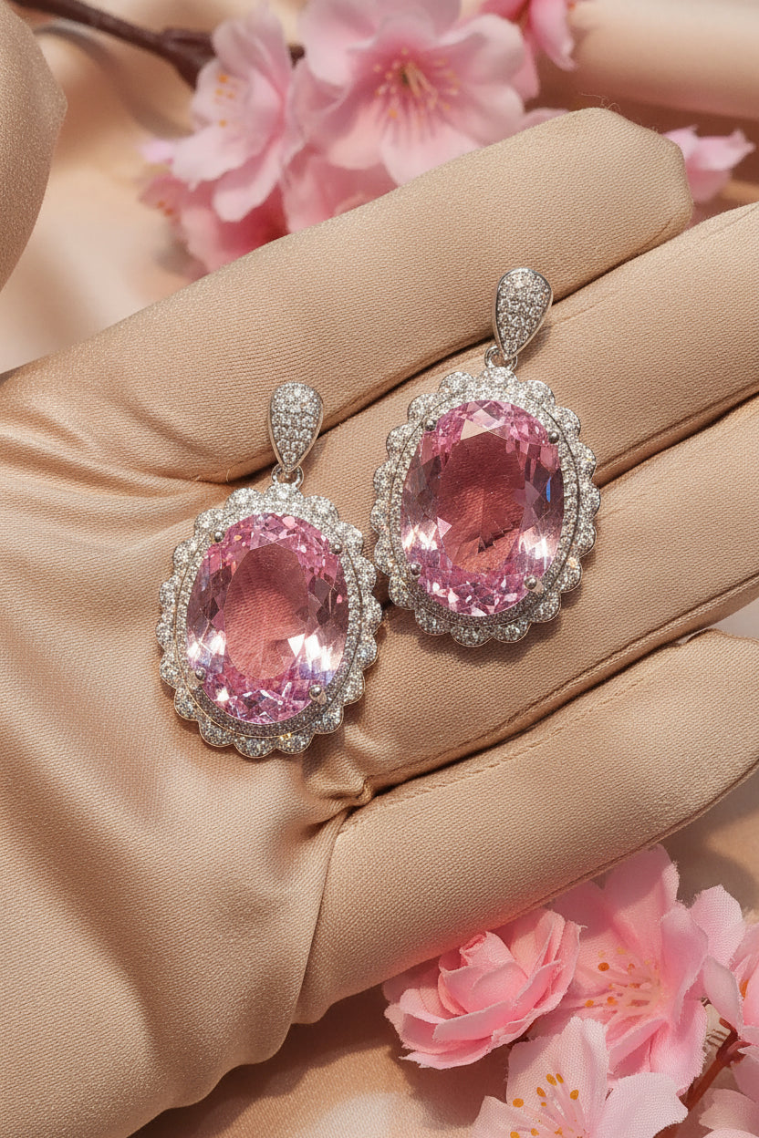 Queen-Inspired Pink Morgan Stone & Zircon Jewelry Set | Lady Daisy
