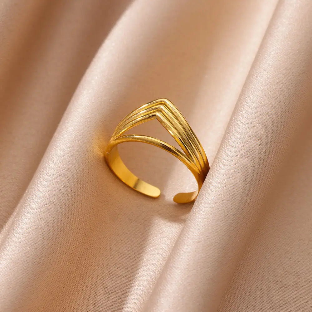 Gold Color Stainless Steel Heart Shape Open Ring For Women Non-Discoloration Fashion Exquisite Aesthetic Romantic Couple Jewelry