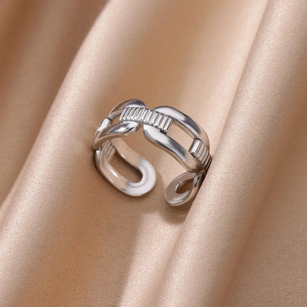 Gold Color Stainless Steel Heart Shape Open Ring For Women Non-Discoloration Fashion Exquisite Aesthetic Romantic Couple Jewelry