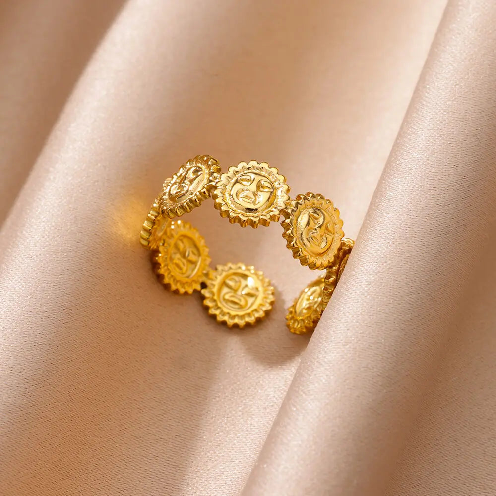 Gold Color Stainless Steel Heart Shape Open Ring For Women Non-Discoloration Fashion Exquisite Aesthetic Romantic Couple Jewelry