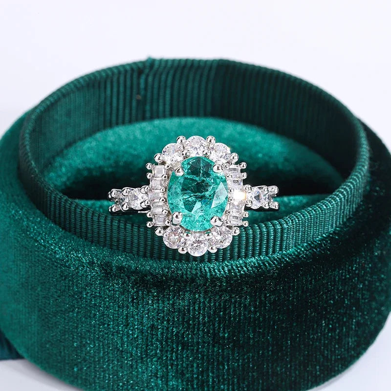 Enchanted Paraiba Green Crackled Ice Crystal Ring | Fairy Tale Princess Ring in 925 Silver