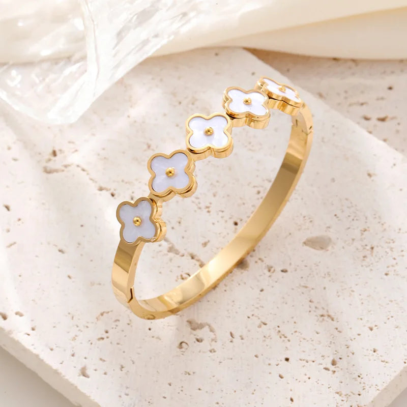 Heart CZ Bangle  Unisex Stainless Steel Cuff Bracelet for Women & Men