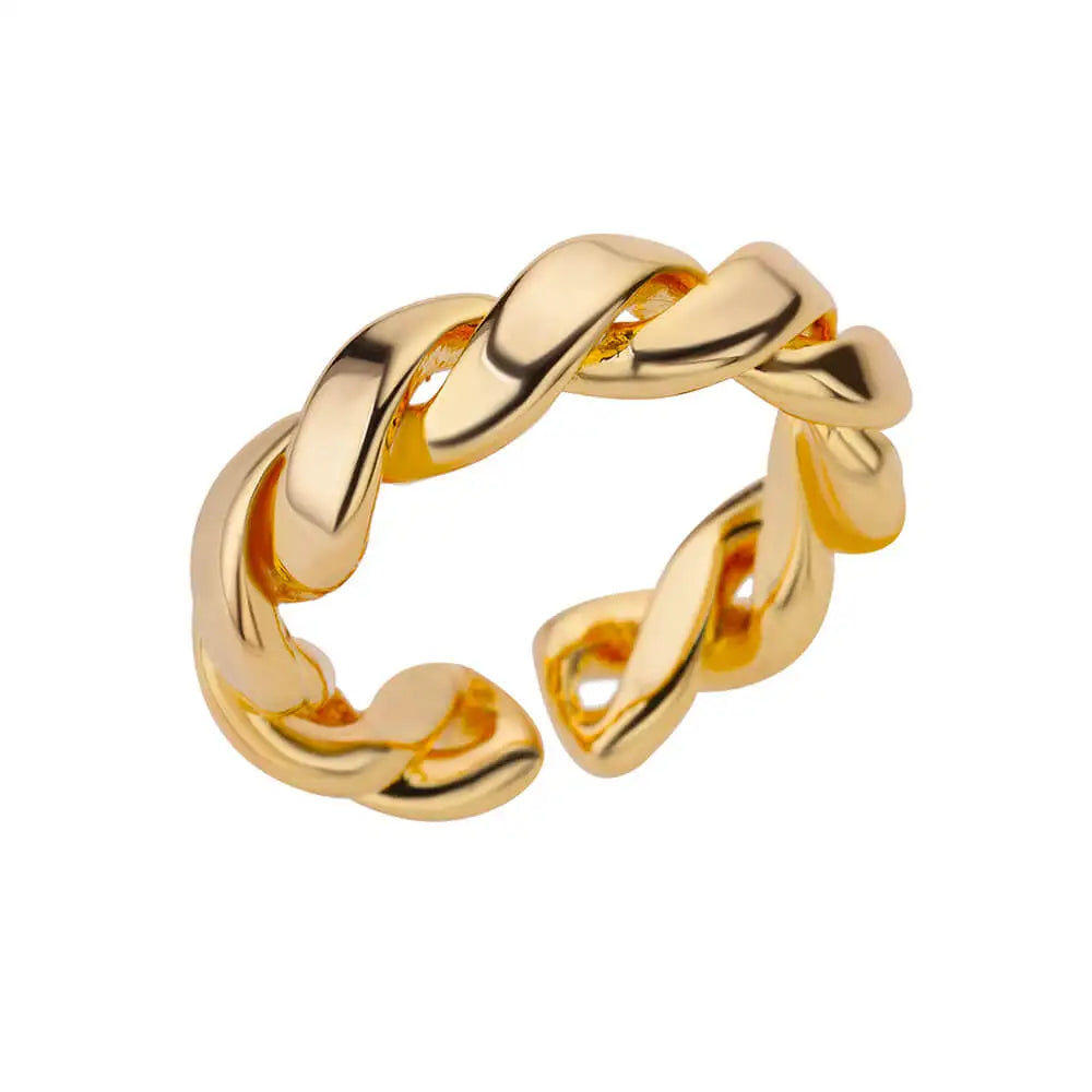 Geometric Irregular Square Zircon Ring For Women Stainless Steel Gold Plated Opening Ring Wedding Party Fashion Jewerly Gift Free Shipping