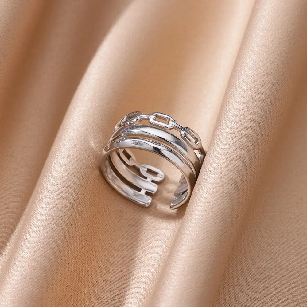 Gold Color Stainless Steel Heart Shape Open Ring For Women Non-Discoloration Fashion Exquisite Aesthetic Romantic Couple Jewelry