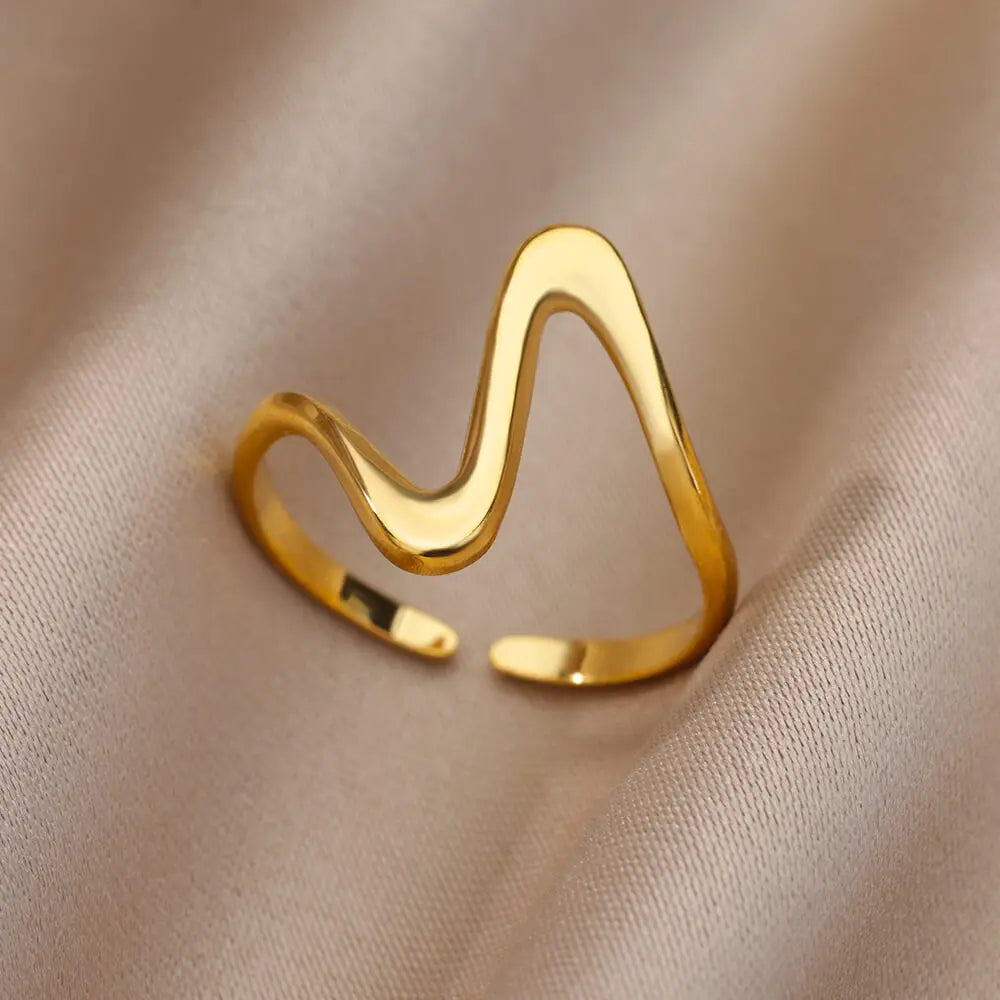 Gold Color Stainless Steel Heart Shape Open Ring For Women Non-Discoloration Fashion Exquisite Aesthetic Romantic Couple Jewelry