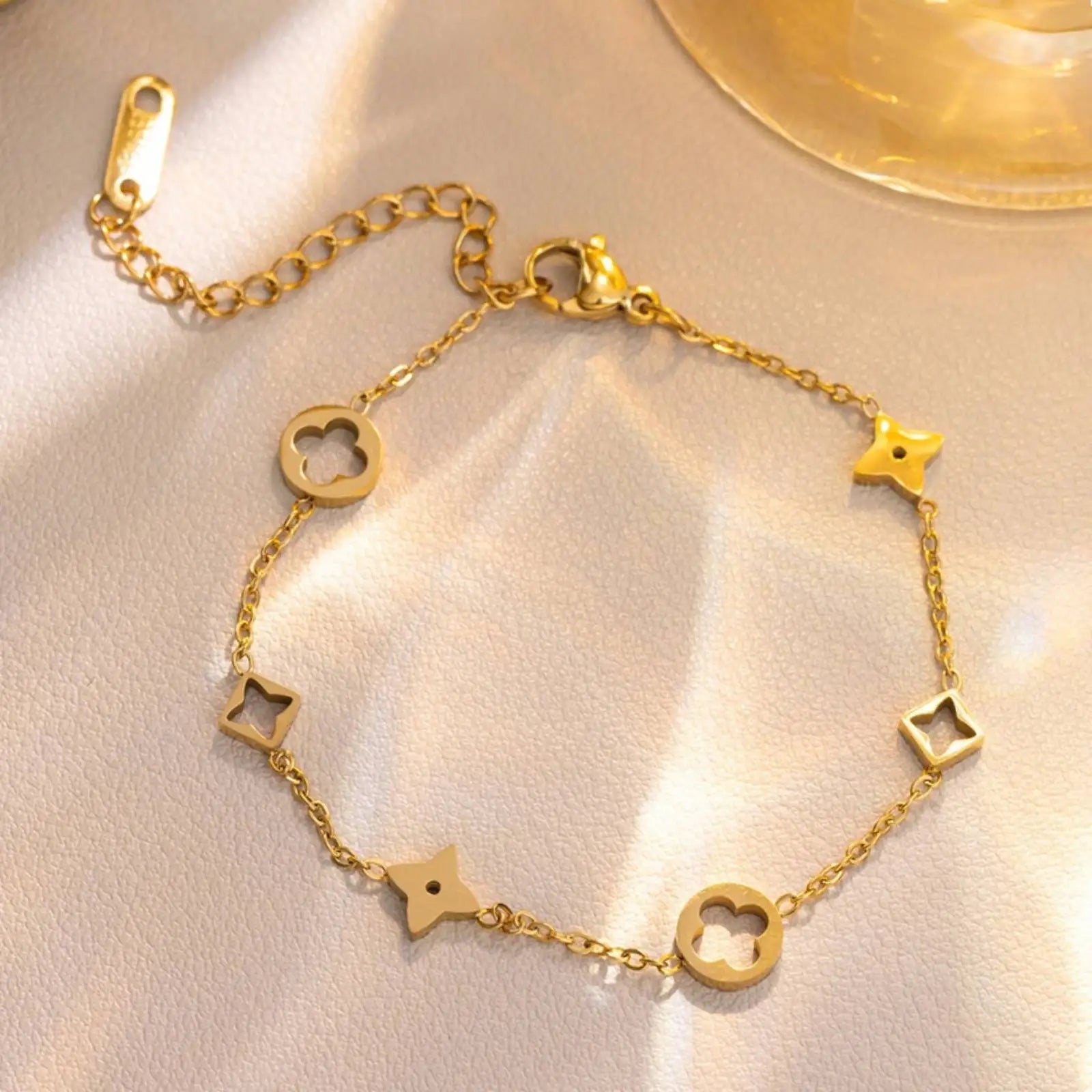 Lucky Four-leaf Clover Pendant Bracelet Necklace Women Girls Stainless Steel Jewelry Gifts